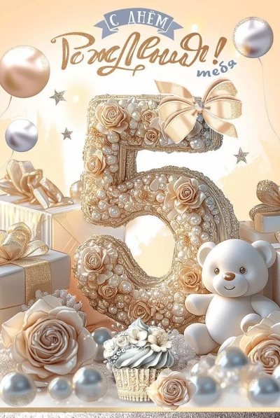 Открытка. С Днём рождения тебя! 5 лет