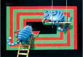 Открытка. Синие коты. Суперграфика