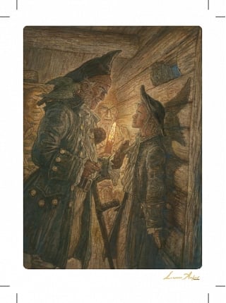 Открытка. Остров сокровищ. Джим и старый капитан