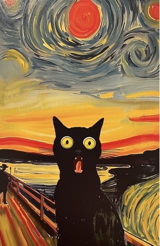 Открытка. Кричащий кот