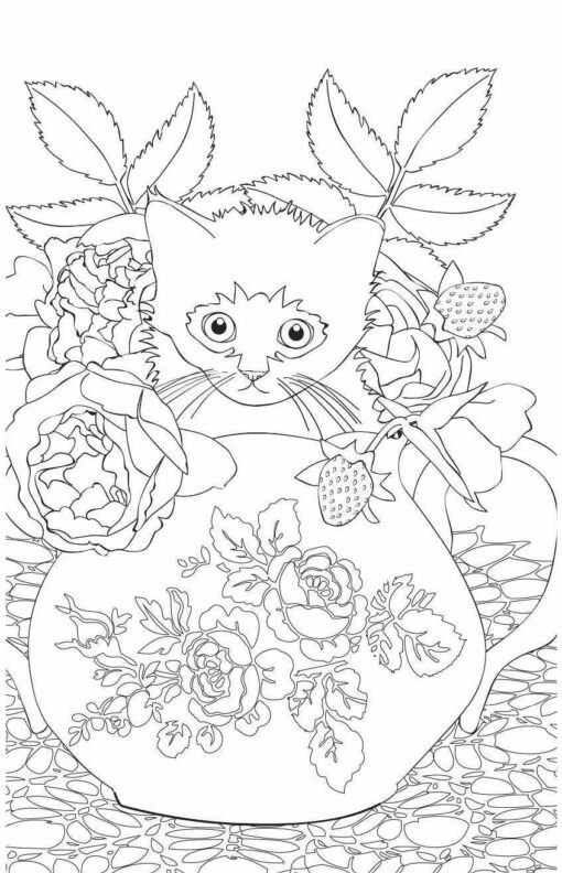 Cototherapy. Mini anti-stress coloring book for creativity and inspiration