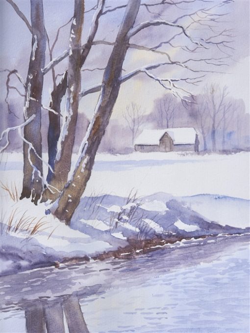 Ziemas ainas akvarelī. Kā uzzīmēt sniega pasaku