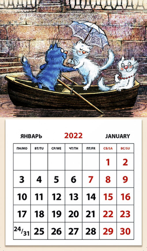 Календарь  на магните отрывной на 2022 год. Кошарики в Питере. Прогулка
