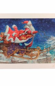Card. Santa Claus on a sleigh