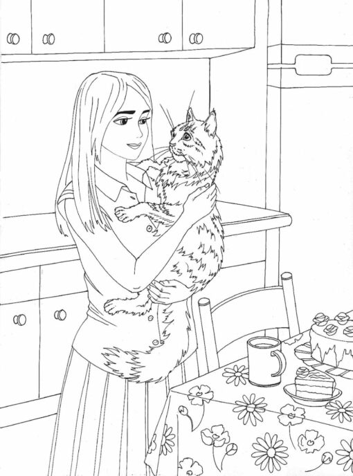 Life is not the same without a cat! "Fluffy" anti-stress coloring book for creativity and inspiration
