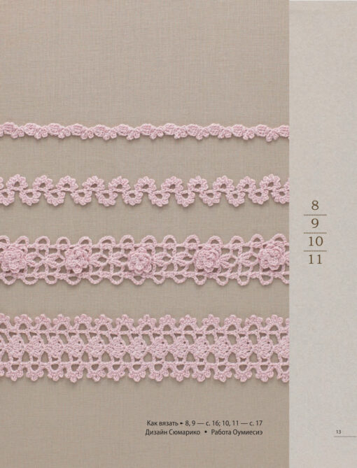 Японское  вязание крючком. 100 великолепных дизайнов кружевной тесьмы, каймы и бордюров