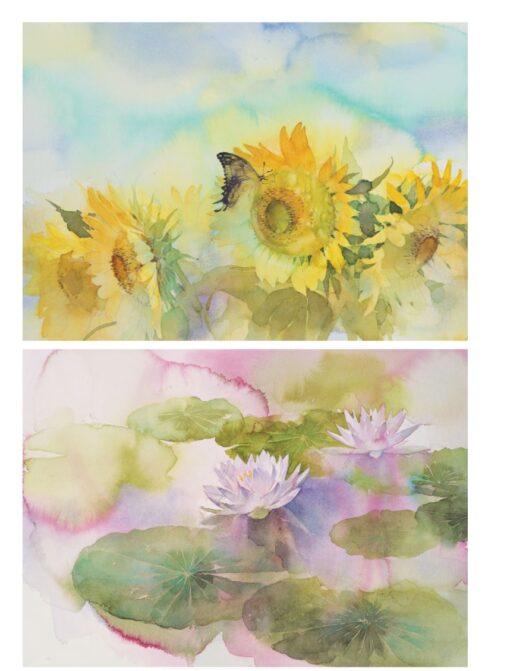 Watercolor flowers by Ai Nakamura. 5 easy steps