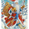 Card. Santa Claus with a bag of gifts