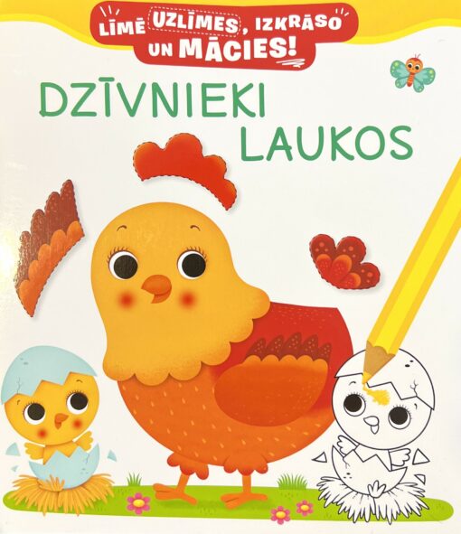 Dzīvnieki laukos. Coloring book with stickers