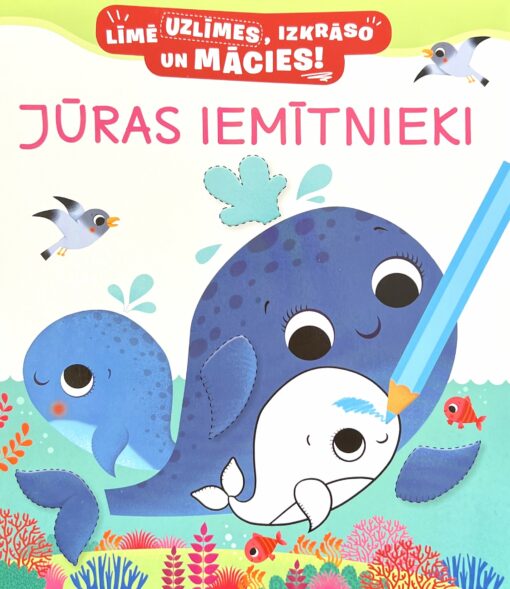 Jūras iemītnieki. Coloring book with stickers